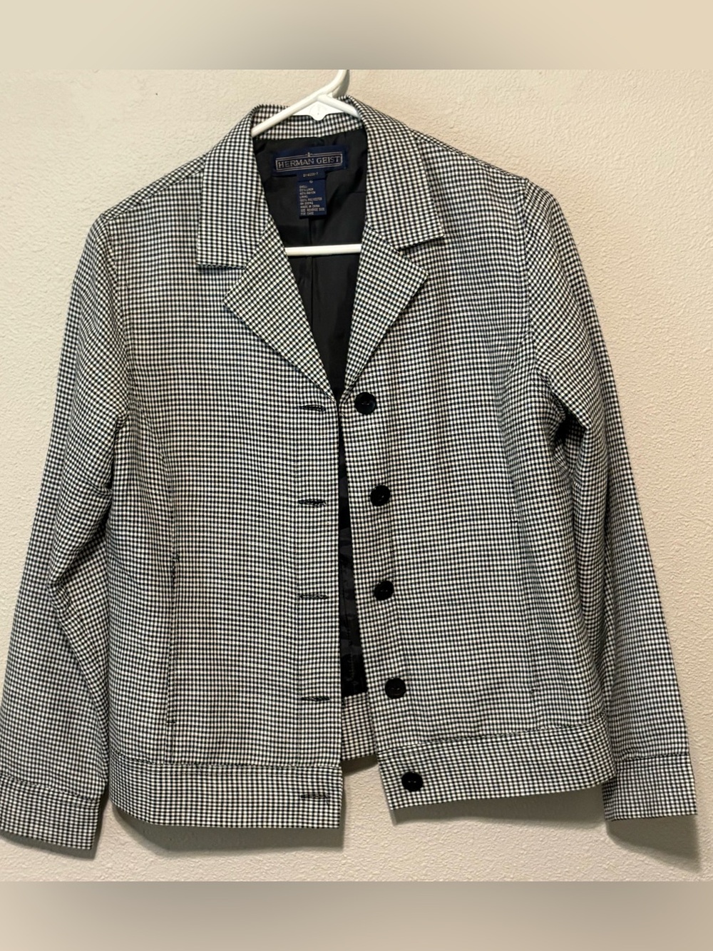 Herman Geist Black and White Gingham Blazer Jacket